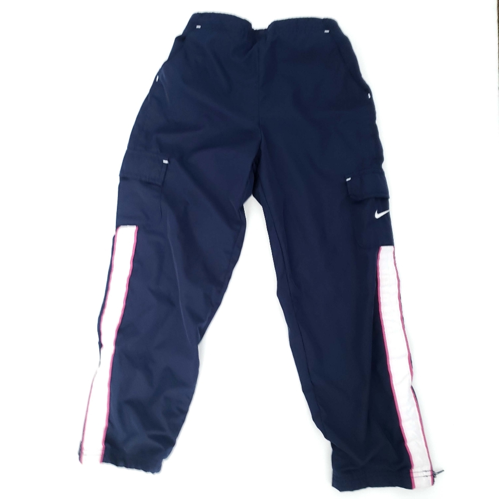 Nike Girls Navy Blue Windbreaker Pants Pink 6X
